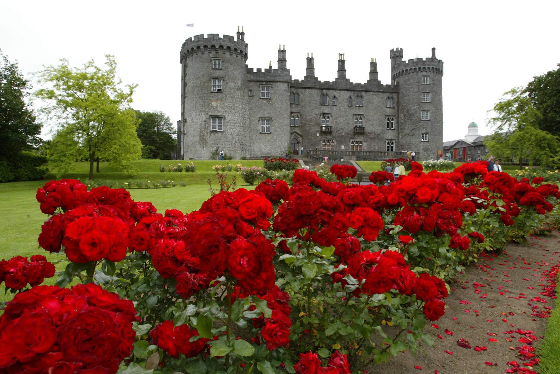 View of Kilkenny Castle and its formal gardens in Kilkenny City, Ireland