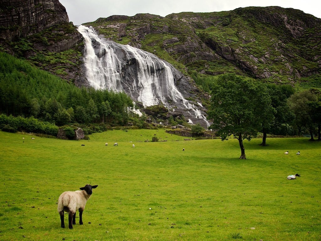 Scenic view of Kenmare with colorful buildings and surrounding Irish landscape